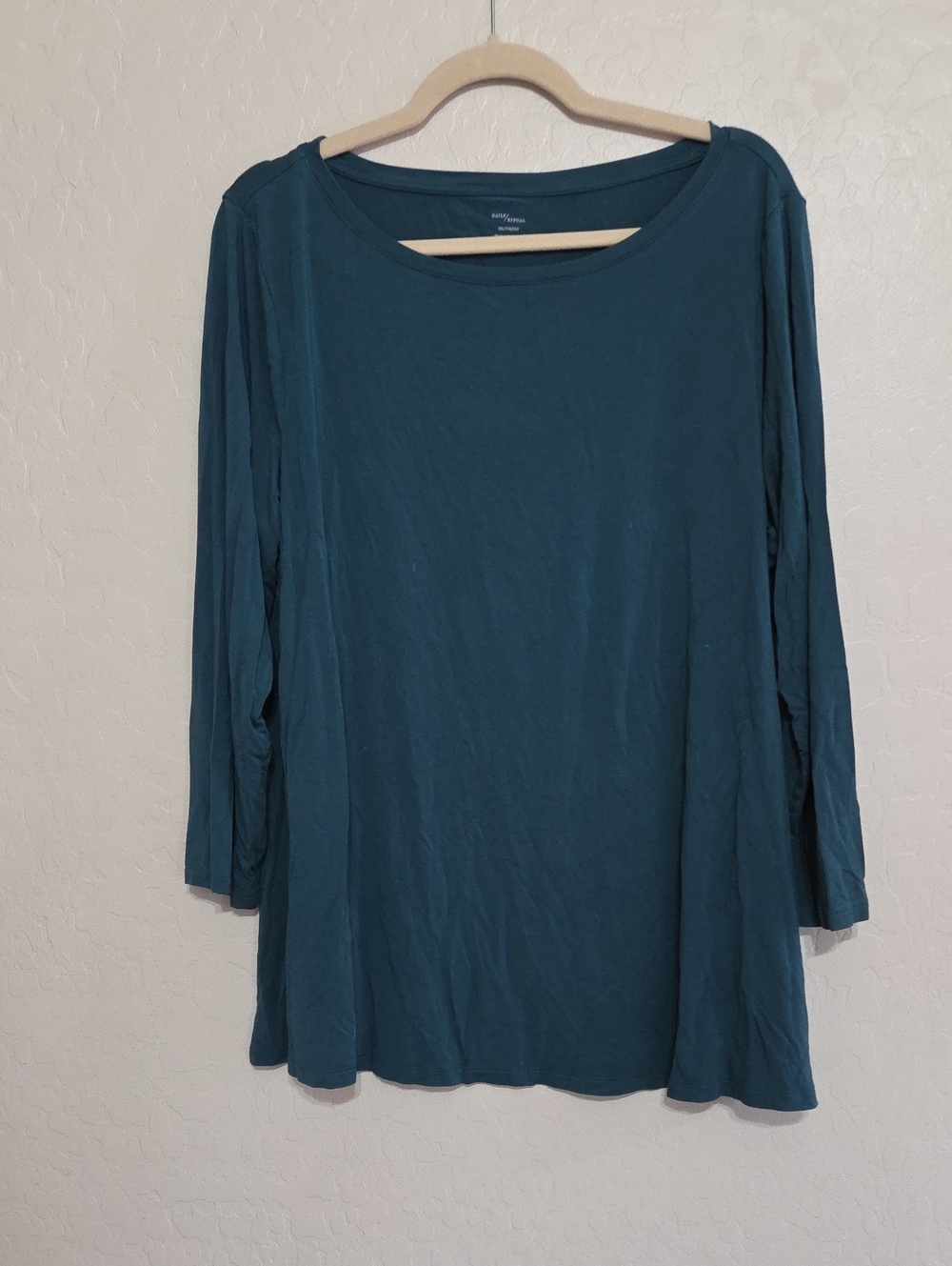 Daily Ritual Teal Crewneck Long Sleeve Top
